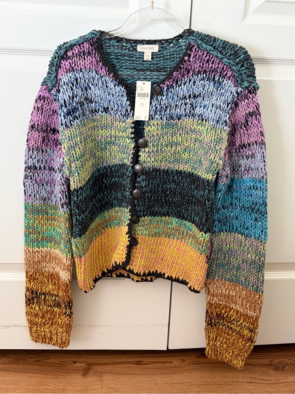 Anthropologie Pilcro keyhole multi-color cardigan sweater size XS NWT - Picture 6 of 10